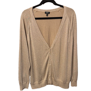 Talbots Shimmering Metallic Gold Cardigan Sweater